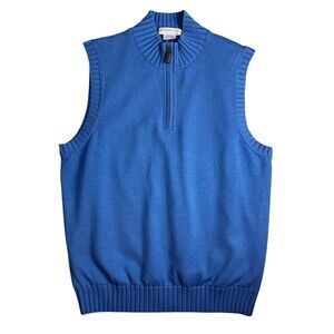 Martins Men's Golf Lined Italian Merino Wool 1/4-Zip Sweater Vest  Size M  Blue